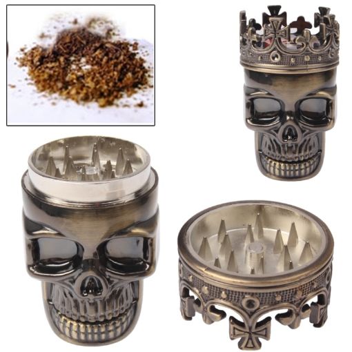 Bronze Skull King Zinc Alloy Double Layer Herb Tobacco Grinder - 1