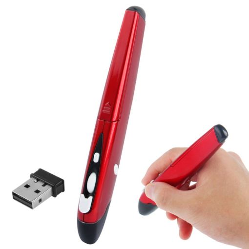 Wireless Pen Mouse 2.4GHz with USB Receiver, 10m Range, Red (EL-P01) - 1