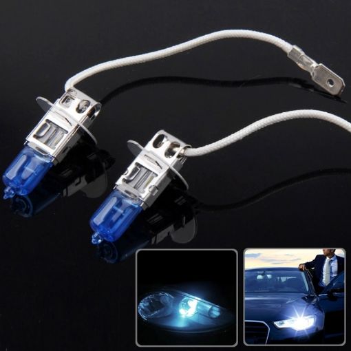 H3 Super White Xenon Bulbs, 100W 2400LM DC12V Car Headlights - 1