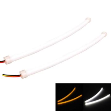 2 PCS 3W LED Tube DRL Steering Lamp 180LM 6500K White Yellow 30cm DC12V - 1