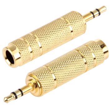 Gold Plated 3.5mm to 6.35mm Stereo Jack Adapter Socket - 1