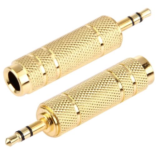 Gold Plated 3.5mm to 6.35mm Stereo Jack Adapter Socket - 1