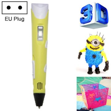 Hand-held 3D Printing Pen, EU Plug, Yellow - Creative Drawing Tool - 1