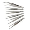 6 PCS Stainless Steel Tweezers TS-10/11/12/13/14/15 Straight & Angled - 1