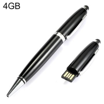 2 in 1 Pen Style USB Flash Drive, Black, 4GB Storage - 1