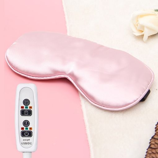 USB Charging Heating Silk Moxa Sleep Eye Mask - Pink | Relax & Rejuvenate - 1