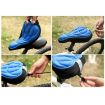 Blue 3D Silicone Lycra Nylon Gel Pad Bicycle Seat Cover - Soft Cushion Fit - 8