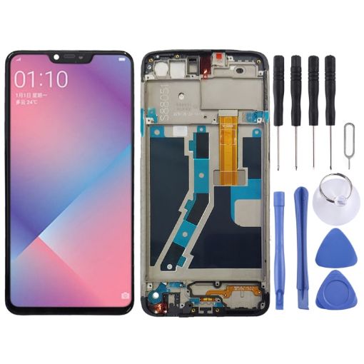 OPPO A5/A3s TFT LCD Screen Digitizer Assembly with Frame - Black - 1