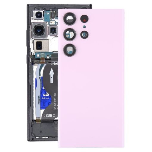 Samsung Galaxy S23 Ultra SM-S918 Pink Glass Back Cover with Lens Cover - 1