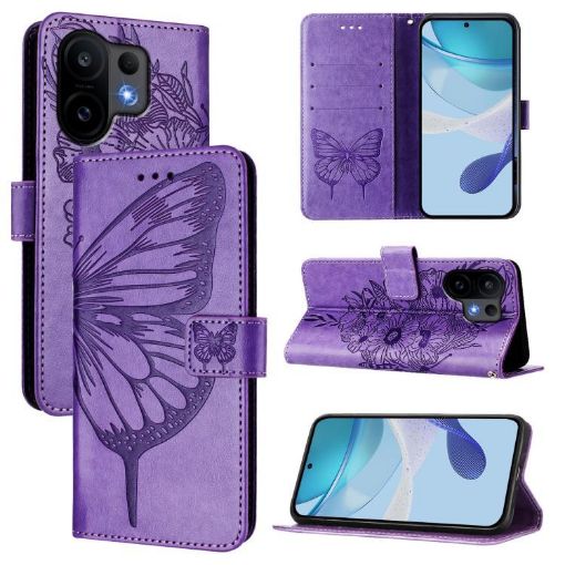 Vivo S30 Light Purple Embossed Butterfly Leather Phone Case - 1