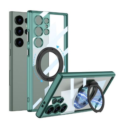 Samsung Galaxy S23 Ultra 5G GKK MagSafe Shockproof Case - Transparent Green - 1