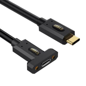 Type-C Male to Female Panel Extension Cable, 0.3m, Screw Fixed - 1