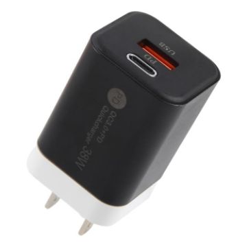 KO-72 38W QC3.0 USB & USB-C PD Quick Charger, US Plug - Black - 1