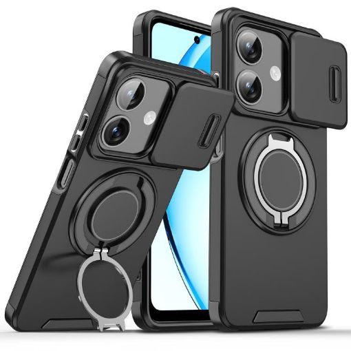 OPPO A3x Global Camshield Ring Holder Phone Case - Black - 1