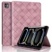 iPad Pro 13 2024 Pink Rhombus Embossed Leather Tablet Case - 1