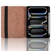 iPad Pro 13 2024 Brown Rhombus Embossed Leather Tablet Case - 4