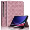 Samsung Galaxy Tab S10+/S9 FE+ Pink Rhombus Embossed Leather Case - 1