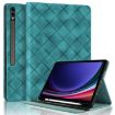 Samsung Galaxy Tab S10+/S9 FE+ Green Rhombus Embossed Leather Case - 1