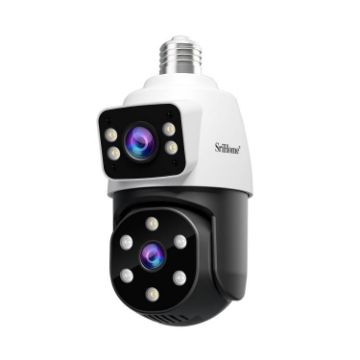 SriHome SH068 4MP HD Dual Lens Light Bulb Camera, IP66 Waterproof - 1