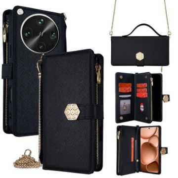 OPPO Find X8 Ultra 5G Black Crossbody Leather Phone Case - 1