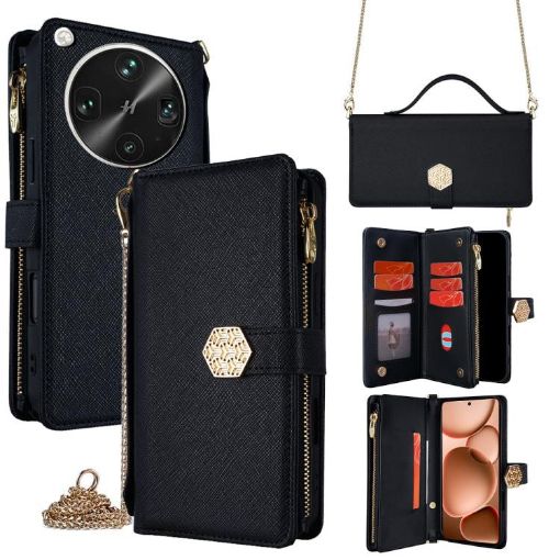OPPO Find X8 Ultra 5G Black Crossbody Leather Phone Case - 1