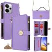 Realme 14 5G Purple Leather Crossbody Phone Case - Cross Texture - 1