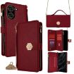 Redmi A5 4G Crossbody Leather Phone Case, Red, 171.7mm, Cross Texture - 1