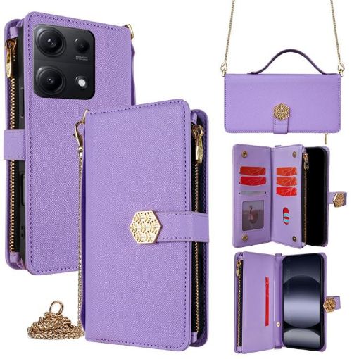 Redmi Note 14S 4G Purple Crossbody Leather Phone Case - 1