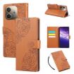 OPPO A5 Pro 5G Brown Leather Case with Rose Embossing & 3 Card Slots - 1
