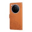 OPPO Find X8 Pro 5G Leather Phone Case, Rose Embossed, 3-Card Slots, Brown - 3