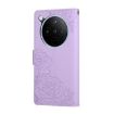 OPPO Find X8 Pro 5G Purple Leather Case with Rose Emboss & 3 Card Slots - 3