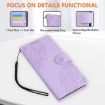 OPPO Find X8 Pro 5G Purple Leather Case with Rose Emboss & 3 Card Slots - 6