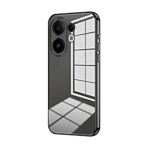 Vivo S30 Transparent Plating Fine Hole Phone Case - Black - 1