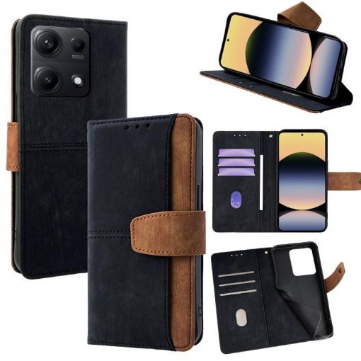 Redmi Note 14S 4G Black Leather RFID Blocking Phone Case - 1