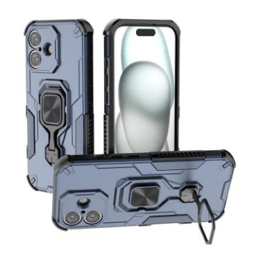 iPhone 17 Blue Metal Kickstand TPU Hybrid PC Case - 1