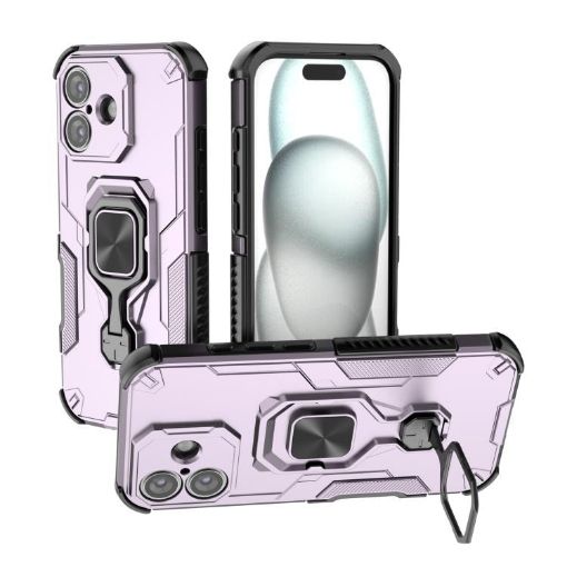 iPhone 17 Purple Metal Kickstand TPU Hybrid PC Case - 1