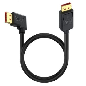 16K DisplayPort Extension Cable 3m - DP2.1 Right Elbow 52Gbps 30Hz (Black) - 1