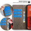 Redmi A5 4G Grey Leather Phone Case - Tree & Deer Embossed Design - 6