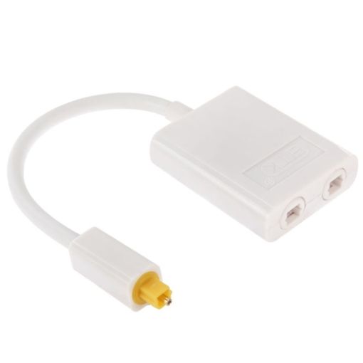 EMK Toslink Optical Audio Splitter 1 to 2 for DVD Player - White - 1