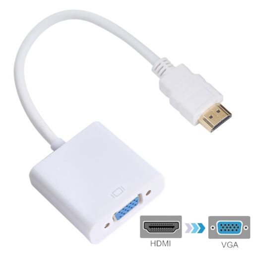 HDMI 19 Pin Male to VGA Female Cable Adapter 20cm (White) - 1