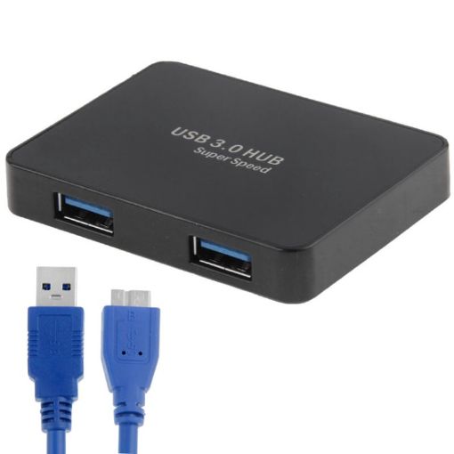 CR-H302 Mirror Surface USB 3.0 Hub, 4 Ports, 5Gbps, 60cm Cable, Black - 1