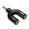 3.5mm Stereo Male to Headphone & Mic Female Splitter Adapter - Black - 1