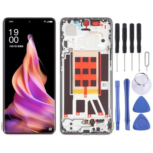 OPPO Reno9 Gold LCD Screen & Digitizer Full Assembly with Frame - 1