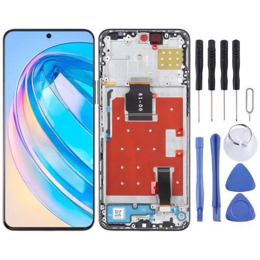 Honor X8a Black LCD Screen & Digitizer Assembly with Frame - 1