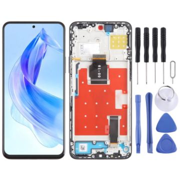 For Honor 90 Lite LCD Screen Digitizer Assembly with Frame - Black - 1