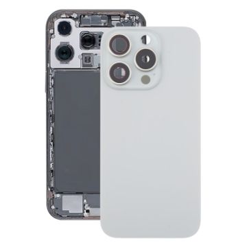 iPhone 16 Pro Silver Glass Battery Back Cover with Camera Lens Cover - 1