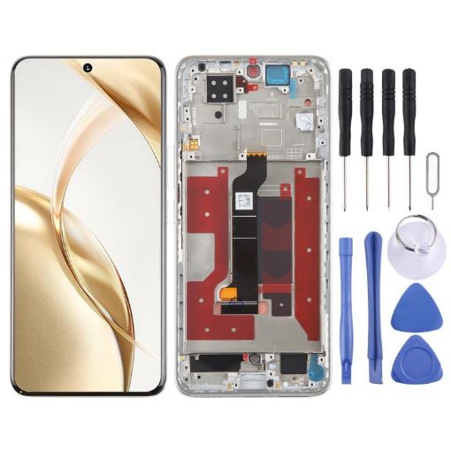 For Honor 200 LCD Screen Digitizer Assembly with Frame Silver - 1
