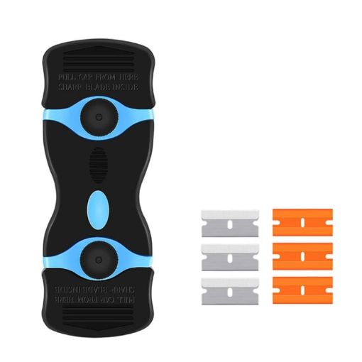 Double Headed Scraper Blade Glue Remover Cleaner Tool - Blue Squeegee - 1