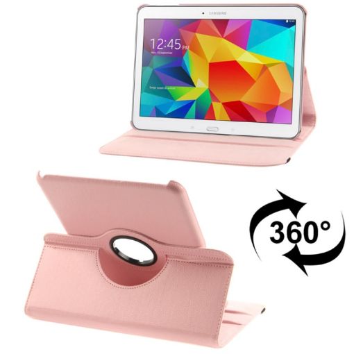 Pink 360 Rotatable Leather Case for Samsung Galaxy Tab 4 10.1/SM-T530/T531/T535 - 1