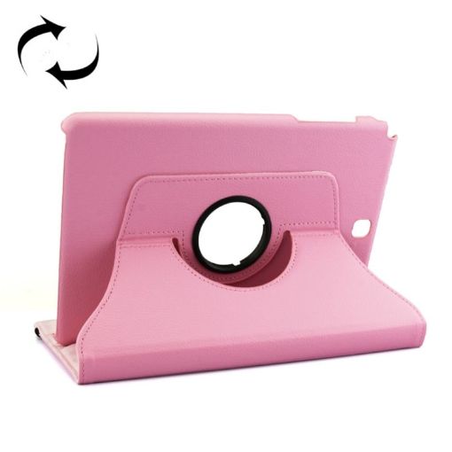 Litchi Texture Pink Leather Case for Galaxy Tab A 9.7 - 360 Rotating Holder - 1